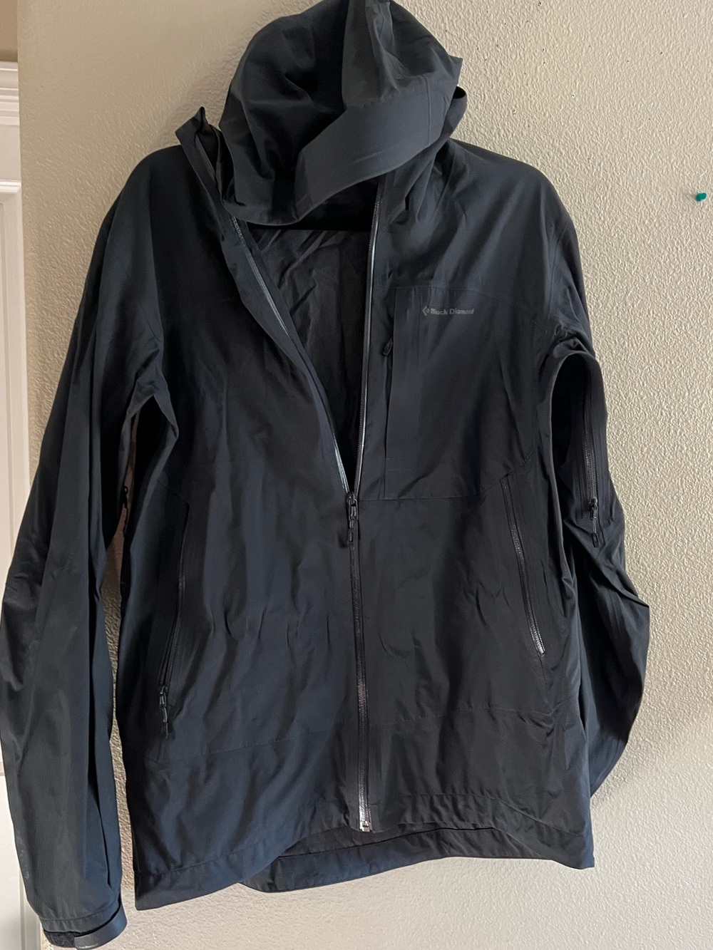 Black Diamond Men's Black Hooded Shell Jacket Outdoor Casual